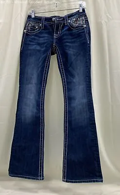 Miss Me Women Indigo Embroidered Embellished Bootcut Jeans - Size 25 • $20.50