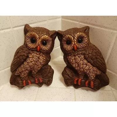 Vintage Great Horned Owl Pair Wall Hanging Mcm 1970s Plaque Retro Foamwear • $26.76