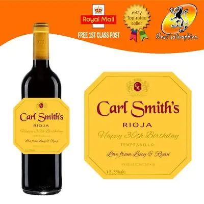 £3.30 • Buy Personalised Rioja Red Wine Bottle Label Birthday Any Occasion Gift