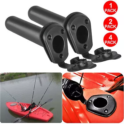 2/4PCS Flush Mount Fishing Boat Rod Holder Bracket With Cap Cover For Kayak Pole • £8.47