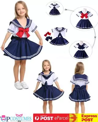 Navy Sailor Moon Mercury Girls Costume Child Book Week Blue Red Uniform • $41.45