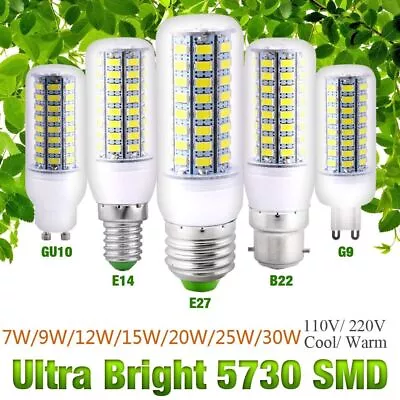 High Bright LED Corn Bulb E27/B22/E14/G10/G9 Saving Light Lamp Cool&Warm White • £2.89