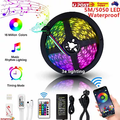 5m Wireless Wifi Rgb Waterproof 300 Led Strip Light 240v Complete Kit Remote Set • $27.99