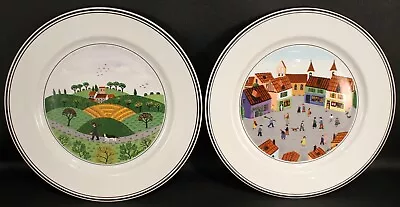 Villeroy & Boch Design Naif * Set Of 2 * Countryside & Village Plates 8 1/2  EXC • $25