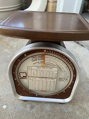 Vintage 1978 Pelouze 5 Lb Postal Scale Model Y-5 Brown Metal Analog Scale BS3 • $15