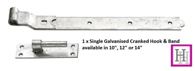 Galvanised Cranked Single Hook & Band Hinge Heavy Duty Stable Shed Barn Door D1 • £7.99