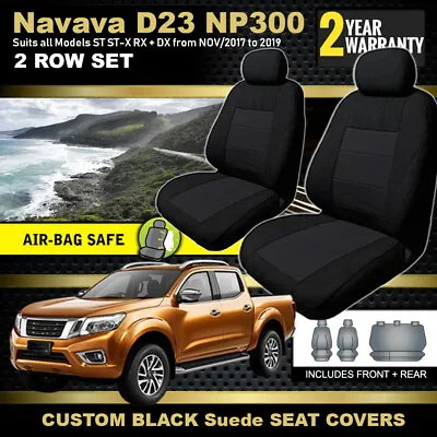 Custom Black Seat Covers For Nissan Navara NP300 Dual Cab ST-X ST RX DX 17-2019 • $169