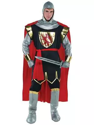 Adult Knight Costume Medieval Brave Crusader Fancy Dess Lancelot Mens STD - XL • £38.99