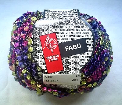 Muench FABU Yarn #M4317 Purple Fuchsia Pink Yellow VIBRANT & PLAYFUL BOUCLE 50G • $9.49