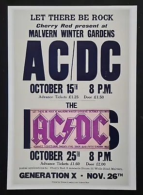 Repro CONCERT TICKET & POSTER ⚡ AC/DC ⚡ 15th October 1977 Malvern Winter Gardens • $24.99