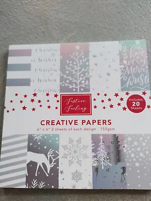 £5.25 • Buy Christmas Themed Craft Art 6x6 Paper Scrapbooking Pad Silver Snow Foil Designs