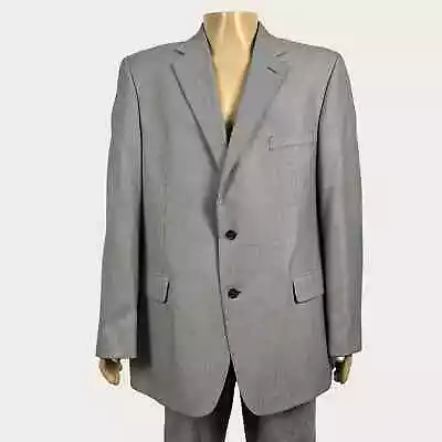 Stafford Sz 48L 48 Long Classic Fit Blue Gray White Houndstooth Suit Coat Jacket • $75