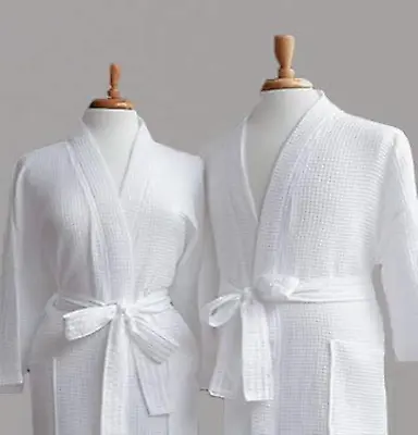 Unisex Hotel Spa Waffle Bath Robe 100% Cotton Dressing Gown Bathrobe Nightwear • £16.99