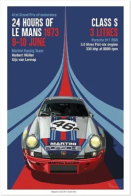 24 Heures Le Mans - 1973 - Vintage Racing Travel Poster - Auto Posters • £24.32