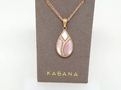 Authentic Kabana 14k Rose Gold Pendant  Pink Mother Of Pearl Inlay  Diamonds • $1270.12