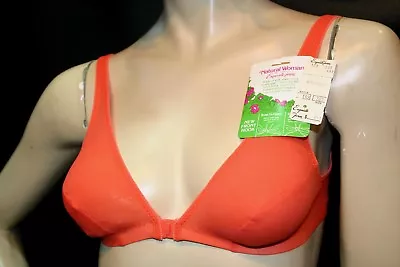 NOS 36A ORANGE VTG  70s BRA Nylon Front Close Exquisite Form NATURAL Woman 149 • $24.99