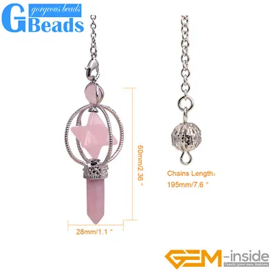 Merkaba Wand Chakra Pendulum For Divination Real Stone Reiki Pendant For Women • $7.24