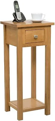 Tall Telephone Stand Slim Console Lamp Hallway Plant Bedside Table Solid Oak • £125.99