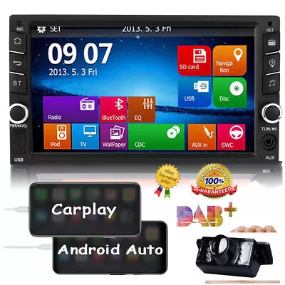 GPS Navigation HD Double 2din Dash Car Stereo Carplay Player BT USB AUX+Camera • $79