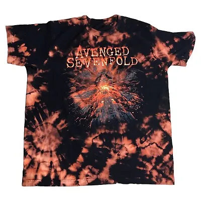 Avenged Sevenfold Tie Dye Acid Wash Winged Skull Geaphic T-Shirt Mens Large • $14.97