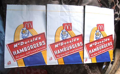 Mcdonalds  Nostalgic Speedee Throwback Burger Paper Bags 2002 2003 Lot Of 3 • $19.99