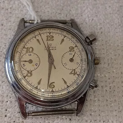 Vtg 1950s Alpha 17J Venus 210 Chronograph Watch (Read) • $579