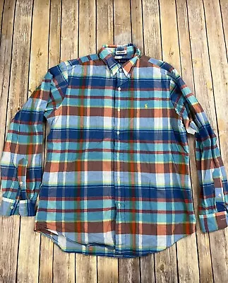 Ralph Lauren Indian Madras Large Long Sleeve Button Down Shirt Multicolor • $21