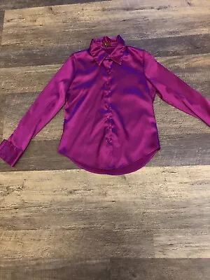 $20 • Buy Vintage V By Eva Long Sleeve Shiny Blouse 