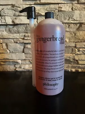 Philosophy The Gingerbread Man Shampoo Shower Gel & Bubble Bath 64 Oz W/ Pump • £37.96