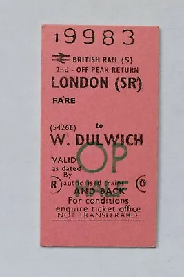 Railway Ticket No 2927 LONDON (SR) To W DULWICH • £3