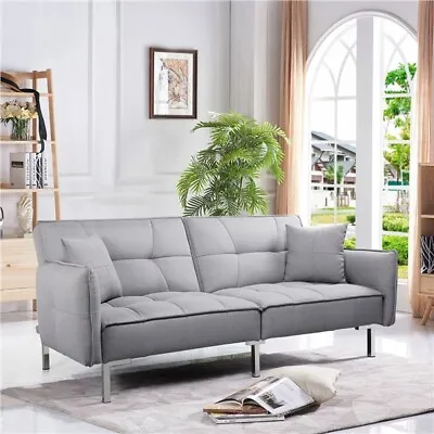 Modern Fabric Sofa Bed 3 Seater Click Clack Living Room Recliner Couch Sofa Grey • £199.99
