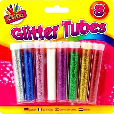 £2.49 • Buy 8 Kids Glitter Tubes Assorted Colours Art & Crafts Card Making Sparkle Pots