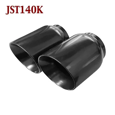 JST140K PAIR 3  Black Stainless Steel Round Exhaust Tips 4  Outlet / 5  Long • $61.29