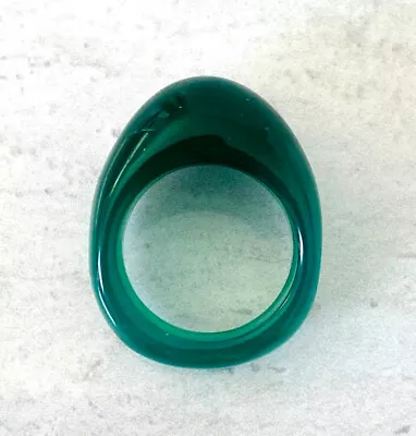 Vintage Massive Carved Green Onyx Ring Modernist Minimalist Sz 9 • $44.10