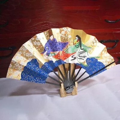 Japanese Folding Fan Luxury Kyoto Kazari Sensu Genji  Made In Japan With Stand • $74.99