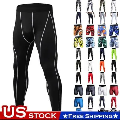 Men's Compression Base Thermal Layer Workout Leggings Gym Sports Training Pants • $11.06