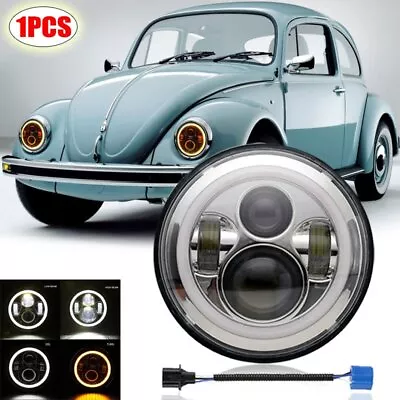 For VW Beetle 1967-1979 Halo 7 Inch LED Headlight Hi/Lo Beam Angel Eyes Headlamp • $30.99