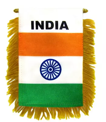 1 Dozen India Mini Banner Flag 4x6in Rear View Mirror Flag • $19.95