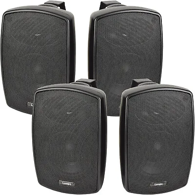 4x 4  60W Black Outdoor Rated Speakers 8 OHM Weatherproof Wall Mounted HiFi • £131.99