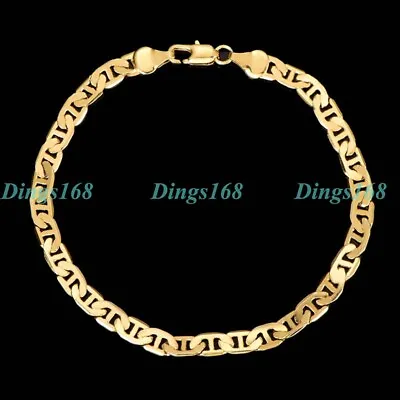 18K Gold Filled Tarnish-Resist 9 Long Italian Mariner Link Anchor Chain Bracelet • $18.74