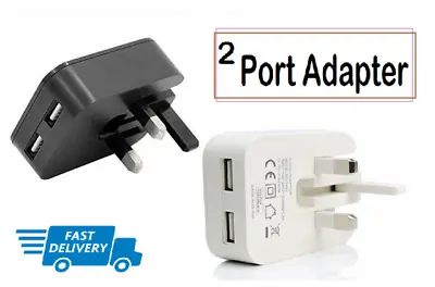 2 AMP Fast Dual Twin 2 Port USB Folding Charger UK Mains Wall Plug Adapter • £4.99