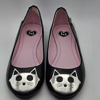 T.U.K. Black Cat Ballet Flats Women's Size 5 2151 • $28.36