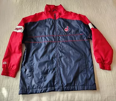 Vintage Cleveland Indians Men's Jacket Majestic Large Fleece Lined • $25