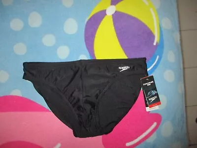 Nwt Speedo Men's Swimsuit Brief Powerflex Eco Solar Upf 50 Black Size 38 • $21