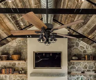 52  Rustic Cabin Ceiling Fan W Lights Mission Style Aged Bronze Barnwood Finish • $199.97