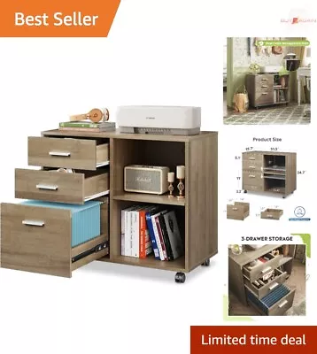 Convenient 3-Drawer Lateral Filing Cabinet On Casters - Organize With Style • $125.39