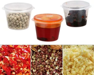$12.65 • Buy Clear Plastic Sauce Pot Chutney Cups Slime Storage Container Box With Hinged Lid
