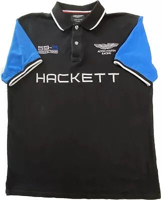 Hackett Aston Martin Racing Team 59-5 Polo Shirt Mens XL Black Short Sleeve Moto • $19.95