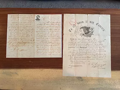 $400 • Buy Pair Of Rare And Fascinating Civil War Papers * Letter/Discharge Notice 1861-64!