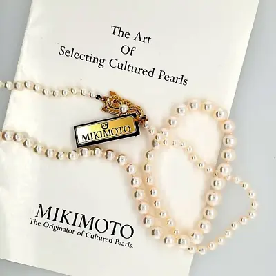 Original Mikimoto Graduating Pearl Necklace 18'' Long 18k Yellow Gold Lock. • $1000